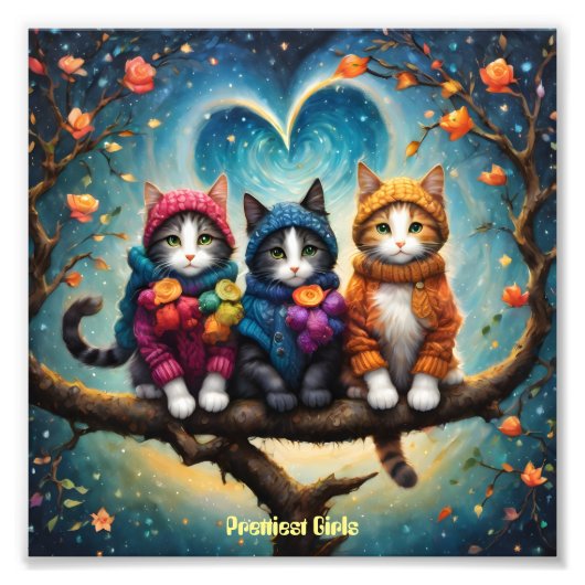 Drie Kut en mooie katten met onschuldige looks Foto Afdruk (Voorkant)