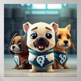 Drie Kute kleine puppies die voor de camera neerze Poster