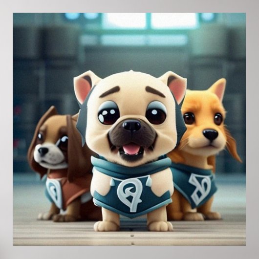 Drie Kute kleine puppies die voor de camera neerze Poster (Voorkant)