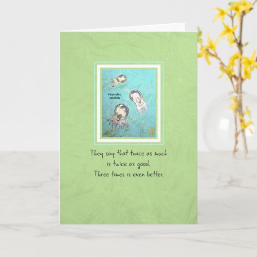 Drie kwallen van polyorchis naar Triplets van zate Kaart (Gele Bloem)