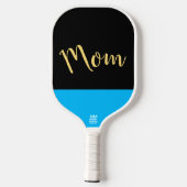 Drie kwart Manuscript Black Yellow Sky Blue "Mam" Pickleball Paddle (Achterkant)