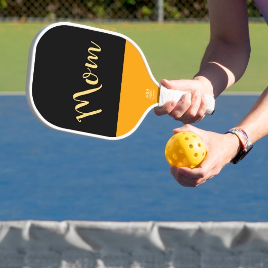 Drie kwart Manuscript Black Yellow Sky Blue "Mam" Pickleball Paddle (Insitu)
