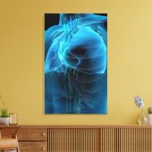 Drie kwart uitzicht hart en longen canvas afdruk (Insitu (Woonkamer))