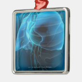 Drie kwart uitzicht hart en longen metalen ornament (Links)
