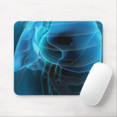 Drie kwart uitzicht hart en longen muismat (Met muis)