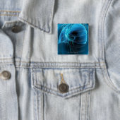 Drie kwart uitzicht hart en longen vierkante button 5,1 cm (In situ)