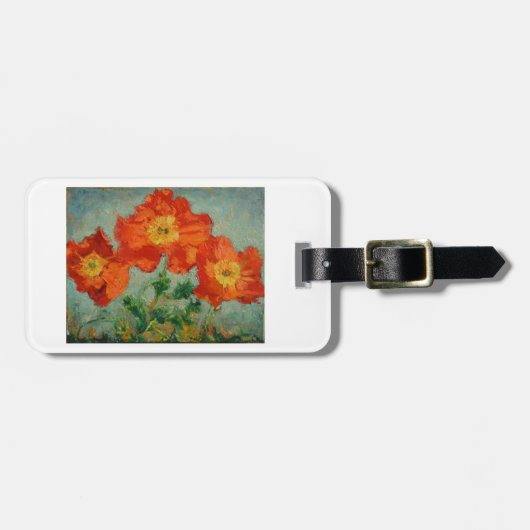 Drie label met rode papavers bagagelabel (Voorkant horizontaal)