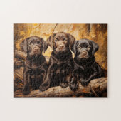 Drie labrador puppies legpuzzel (Horizontaal)