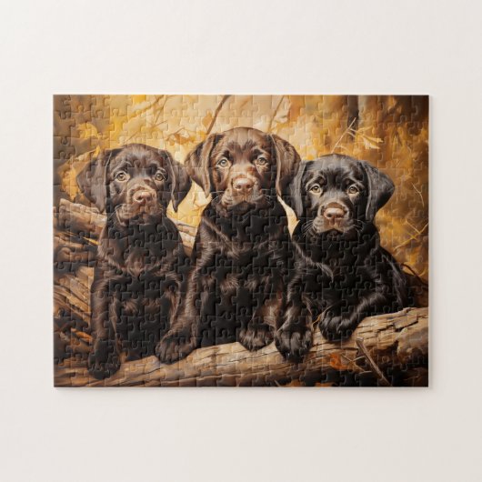 Drie labrador puppies legpuzzel (Horizontaal)