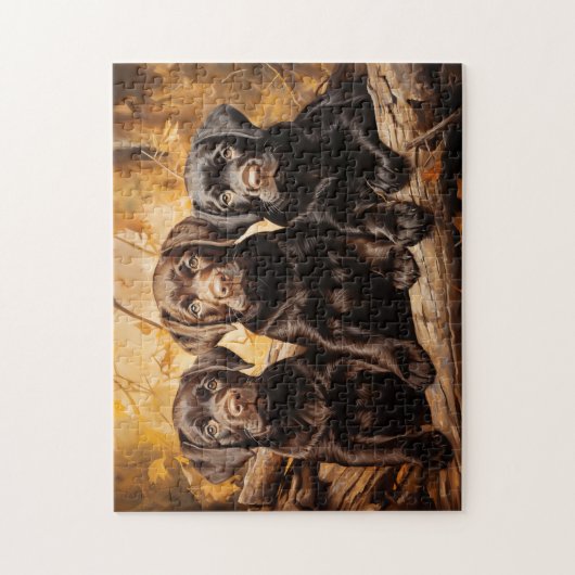 Drie labrador puppies legpuzzel (Verticaal)