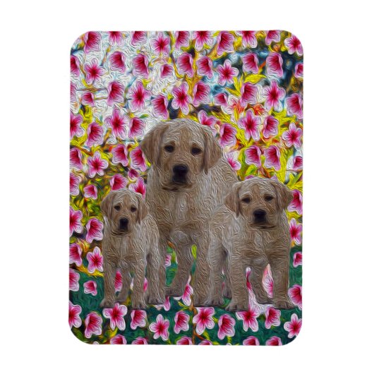 Drie labrador Puppies Oil geverfd, Magneet (Verticaal)