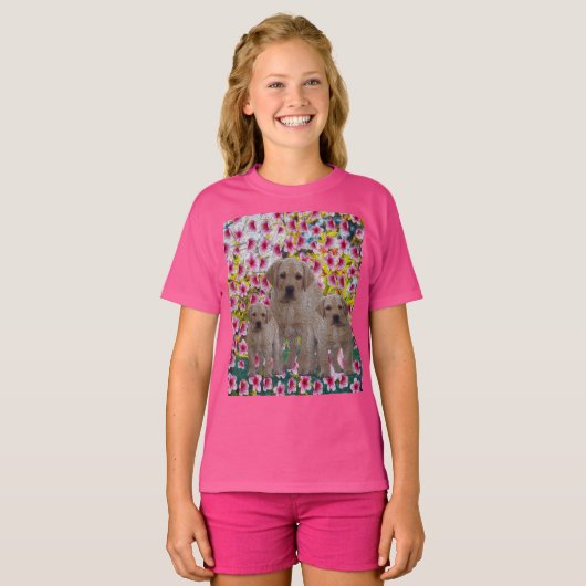 Drie labrador Puppies Oil geverfd, T-shirt (Voorkant volledig)