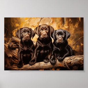 Drie labrador puppies poster