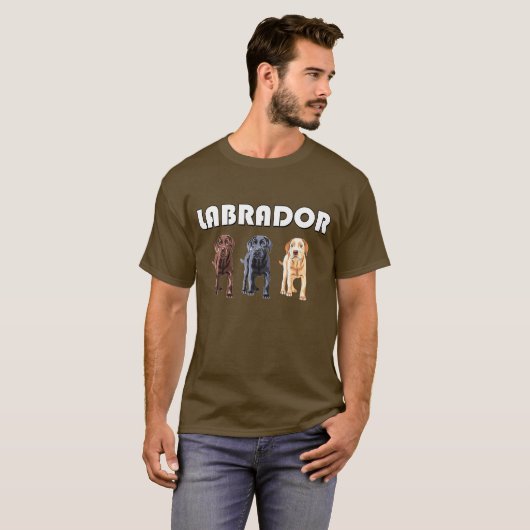 drie labradorkleuren t-shirt (Voorkant volledig)