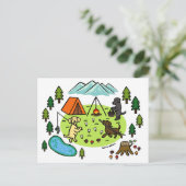 Drie Labradors Camping Campsite Cartoon Briefkaart (Staand voorkant)