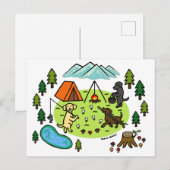 Drie Labradors Camping Campsite Cartoon Briefkaart (Voorkant / Achterkant)