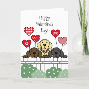 Drie labradors die Valentijn-feestkaart bekijken Feestdagen Kaart