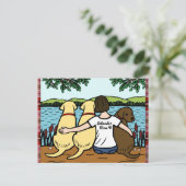 Drie Labradors en mama Briefkaart (Staand voorkant)