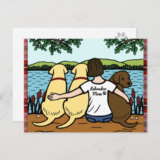 Drie Labradors en mama Briefkaart (Voorkant / Achterkant)