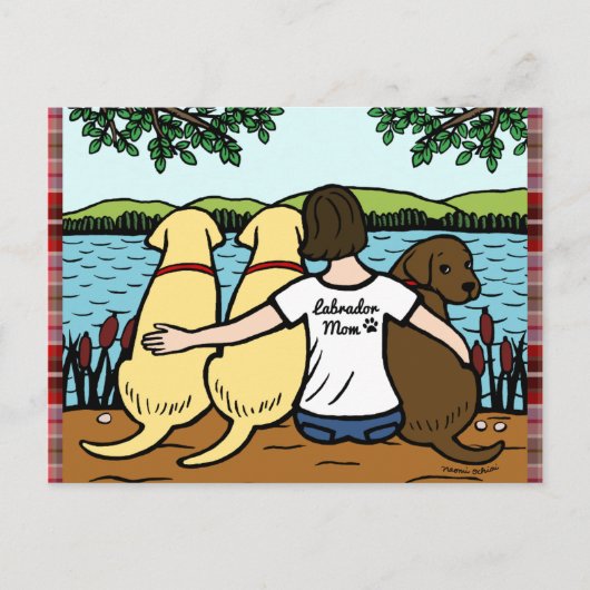 Drie Labradors en mama Briefkaart (Voorkant)