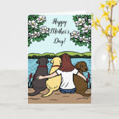 Drie labradors en moeder Moederdag Kaart (Gele Bloem)