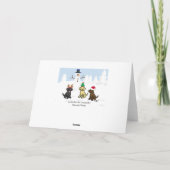 Drie Labradors en Snowman Kerstmis Feestdagen Kaart (Achterkant)