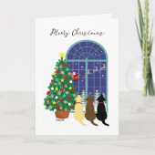 Drie labradors magische nacht kerst feestdagen kaart (Voorkant)