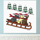 Drie labradors met slanke kerstfeestdag canvas afdruk (Insitu (Houten vloer))