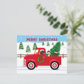 Drie Labradors Rode Vrachtwagen Kerstmis Feestdagenkaart (Staand voorkant)