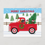Drie Labradors Rode Vrachtwagen Kerstmis Feestdagenkaart (Voorkant)