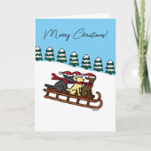 Drie Labradors sleeën glijden sneeuw uitzicht Feestdagen Kaart (Voorkant)