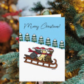 Drie Labradors sleeën glijden sneeuw uitzicht Feestdagen Kaart