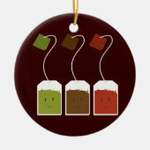 Drie lachende theezakken keramisch ornament (Voorkant)