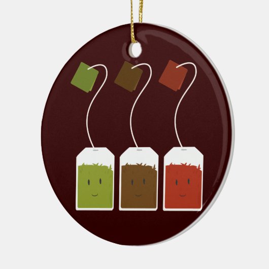 Drie lachende theezakken keramisch ornament (Links)