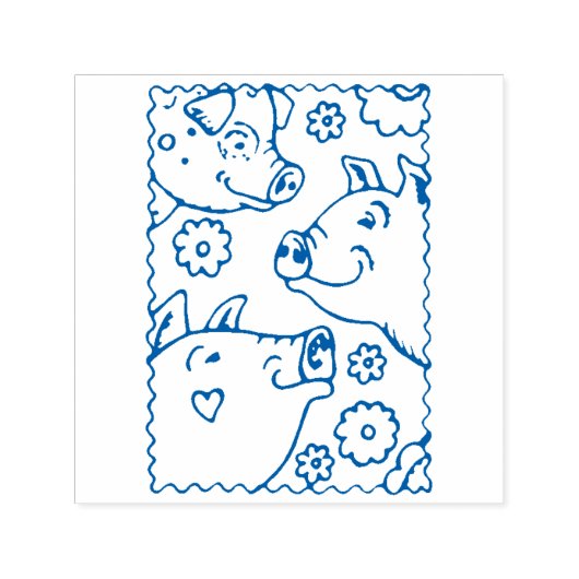 DRIE LACHENDE VARKENS, BOERDERIJ FAMILIE, HAPPY BA  ZELFINKTENDE STEMPEL (Design)