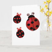 Drie Ladybugs Kaart (Gele Bloem)
