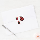 Drie Ladybugs Ronde Sticker (Envelop)
