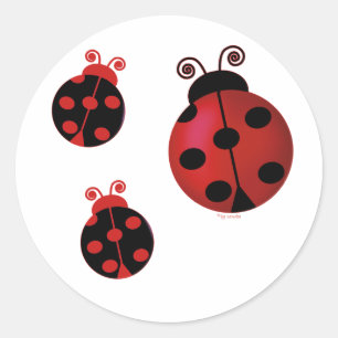Drie Ladybugs Ronde Sticker