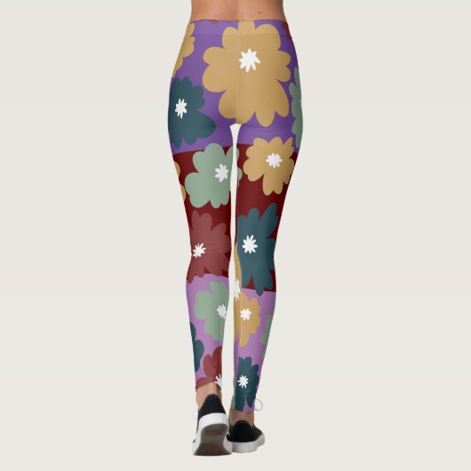 Drie lagen driekleurenachtergrondfloraal paars leggings (Achterkant)