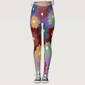 Drie lagen driekleurenachtergrondfloraal paars leggings (Voorkant)