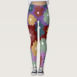 Drie lagen driekleurenachtergrondfloraal paars leggings