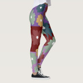 Drie lagen driekleurenachtergrondfloraal paars leggings (Rechts)