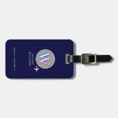 Drie lagen Initiaal W (bewerkbaar) Blue Aero Bagagelabel (Voorkant horizontaal)