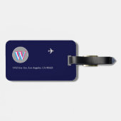 Drie lagen Initiaal W (bewerkbaar) Blue Aero Bagagelabel (Achterkant horizontaal)