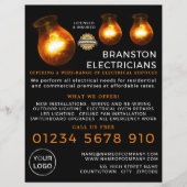 Drie lampen, elektricien Adverteren Flyer (Voorkant)