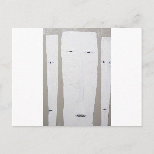 Drie lange gezichten (naïef expressionisme) briefkaart (Voorkant)