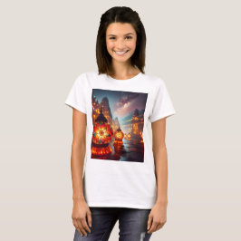 Drie lantaarns met het woord bloem erop t-shirt