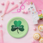 Drie Leaf Green Clover Papieren Bordje (Feest)