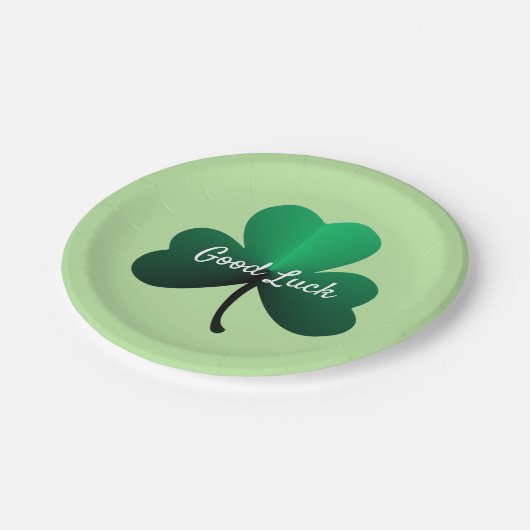 Drie Leaf Green Clover Papieren Bordje (Gekanteld)