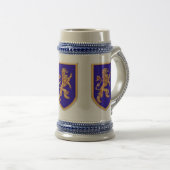 Drie leeuwen op blauwe schilden bierpul (Voorkant rechts)